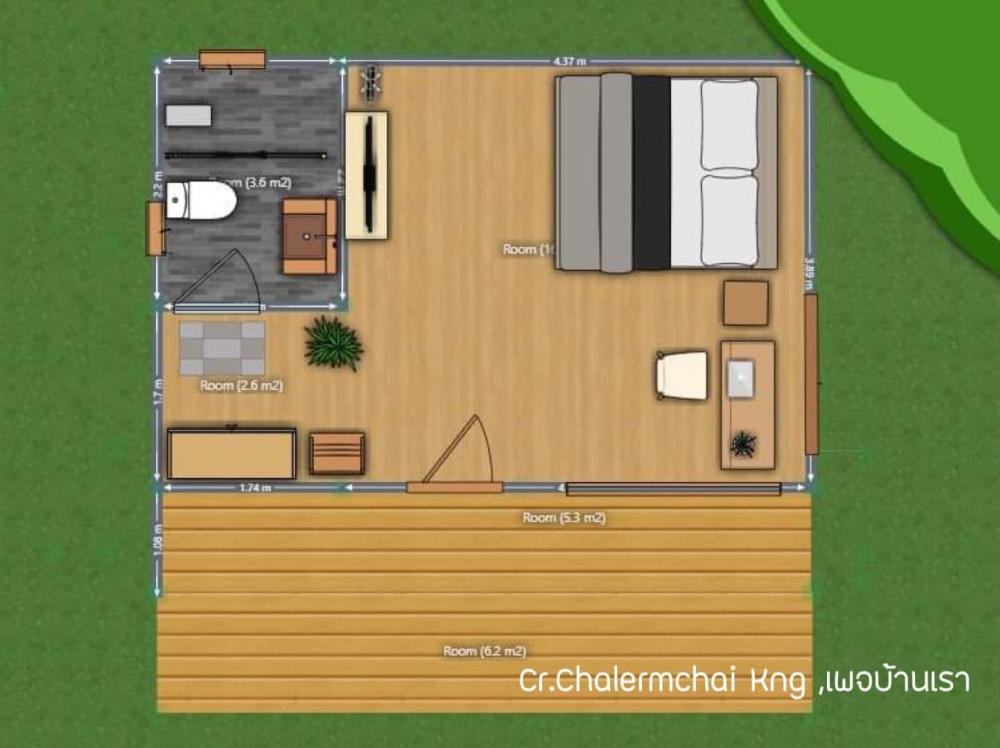 บ้านมินิมอล 1 ห้องนอน 1 ห้องน้ำ พื้นที่ใช้สอย 24 ตร.ม งบ 2 แสน รูปที่ 17