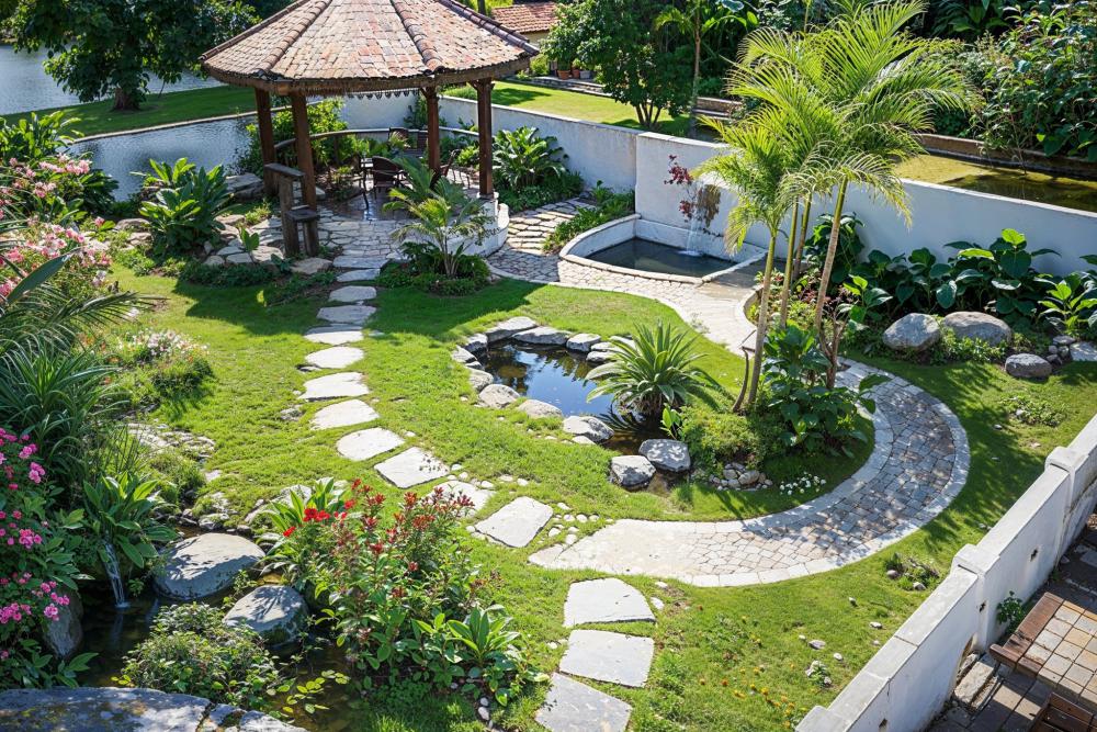 ไอเดียสวนสวย ศาลาพักผ่อนท่ามกลางการจัดสวนที่ลงตัว รูปที่ 6