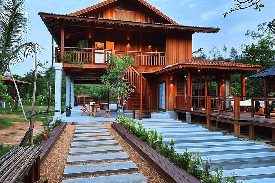 ไอเดียสร้างบ้าน 2 ชั้นครึ่งปูนครึ่งไม้ รูปที่ 3