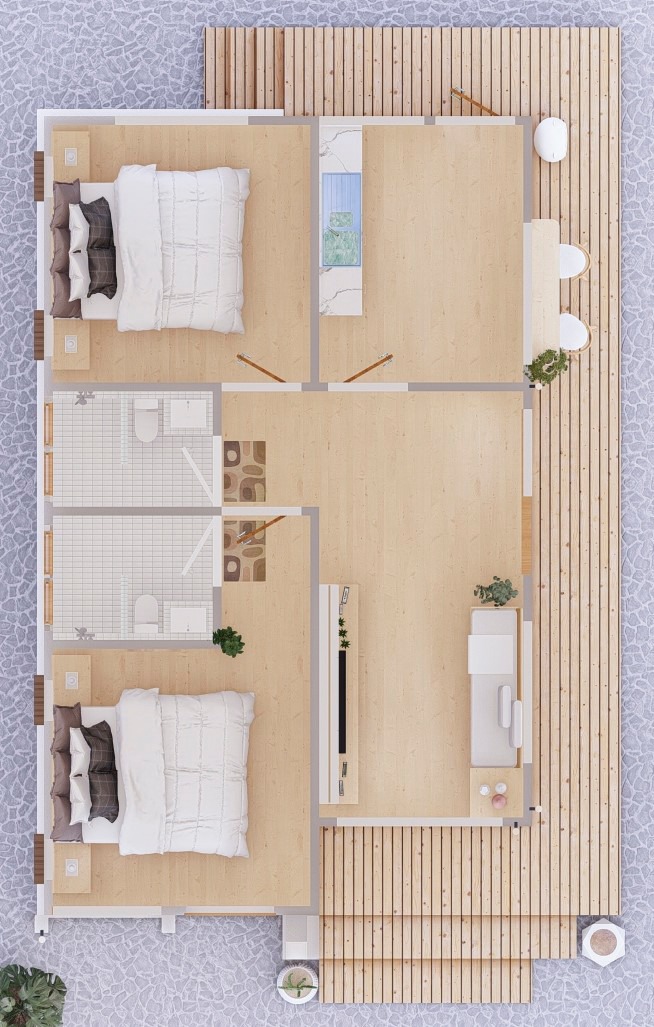 บ้านนอร์ดิกมินิมอล ขนาด 2 ห้องนอน 2 ห้องน้ำ ครัวกว้างโถง งบ 8 แสน รูปที่ 25