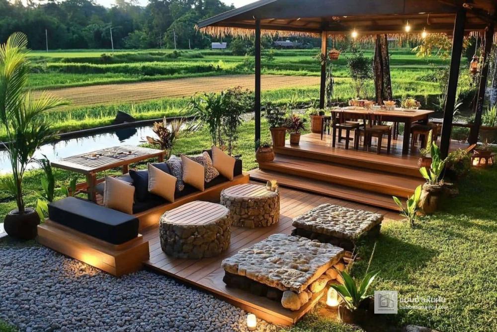 ไอเดียพื้นที่นั่งเล่นกลางแจ้งที่สวยงาม รูปที่ 3