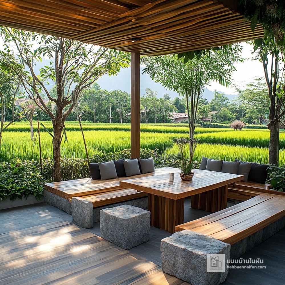 ไอเดียพื้นที่นั่งเล่นกลางแจ้งที่สวยงาม รูปที่ 9