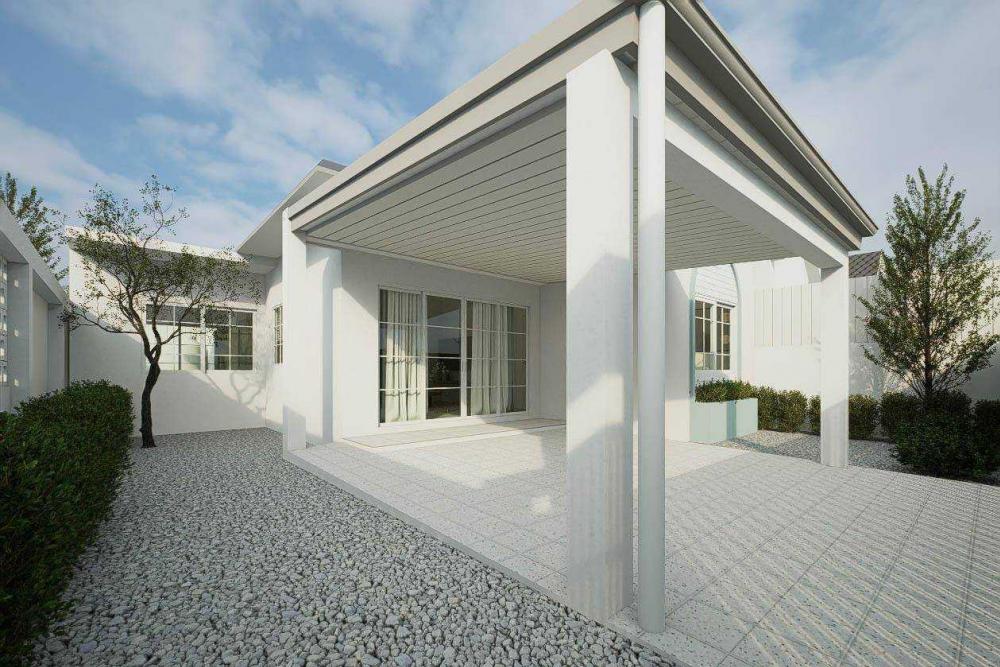 ไอเดียบ้านแฝดชั้นเดียวมินิมอล ขนาด 3 ห้องนอน 2 ห้องน้ำ รูปที่ 3