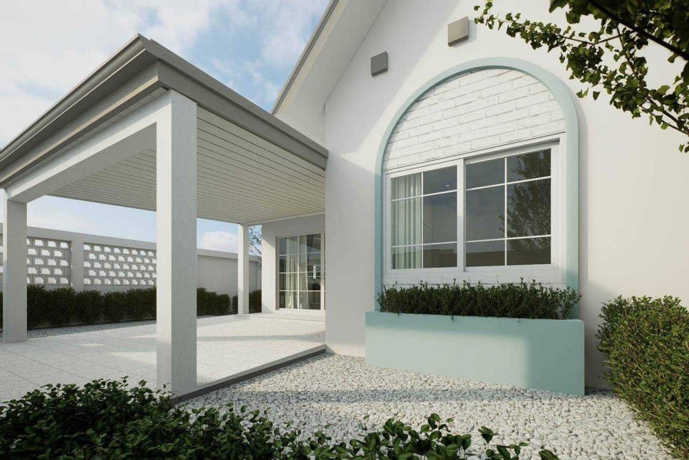 ไอเดียบ้านแฝดชั้นเดียวมินิมอล ขนาด 3 ห้องนอน 2 ห้องน้ำ รูปที่ 4