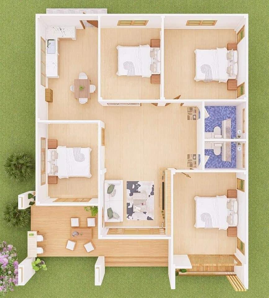 บ้านสไตล์นอร์ดิกผสมมินิมอลมูจิ ขนาด 4 ห้องนอน 2 ห้องน้ำ รูปที่ 12