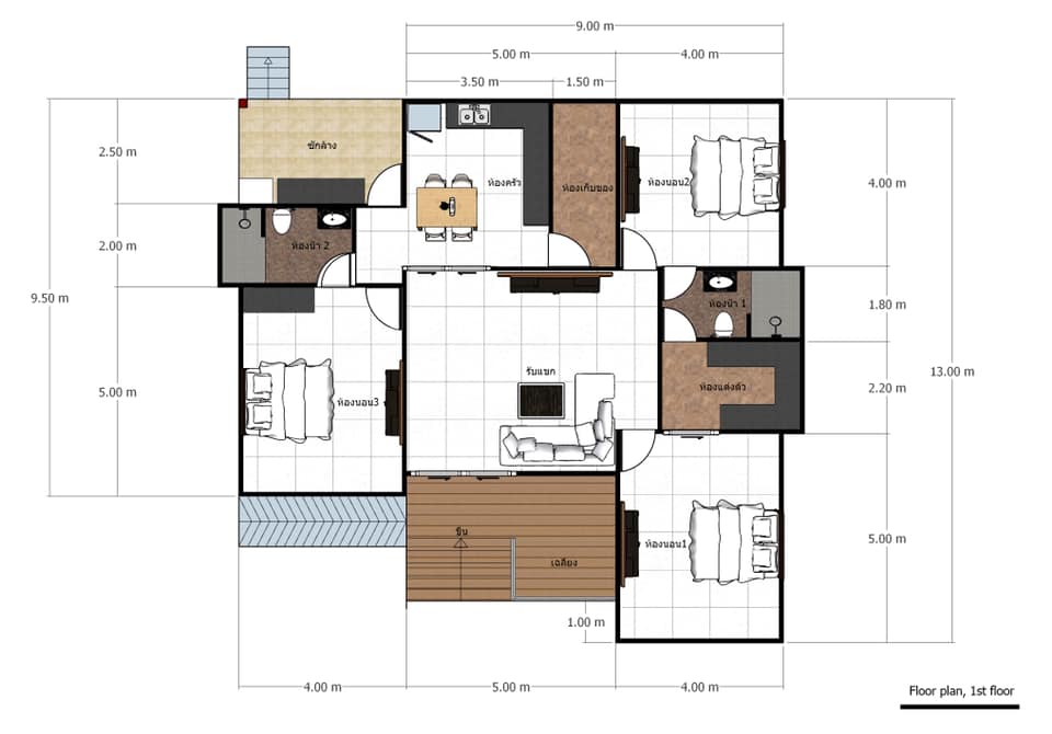 บ้านร่วมสมัยสไตล์คอนเทมโพรารี่ ขนาด 3 ห้องนอน 2 ห้องน้ำ งบ 2.3-2.5 ลบ. รูปที่ 5