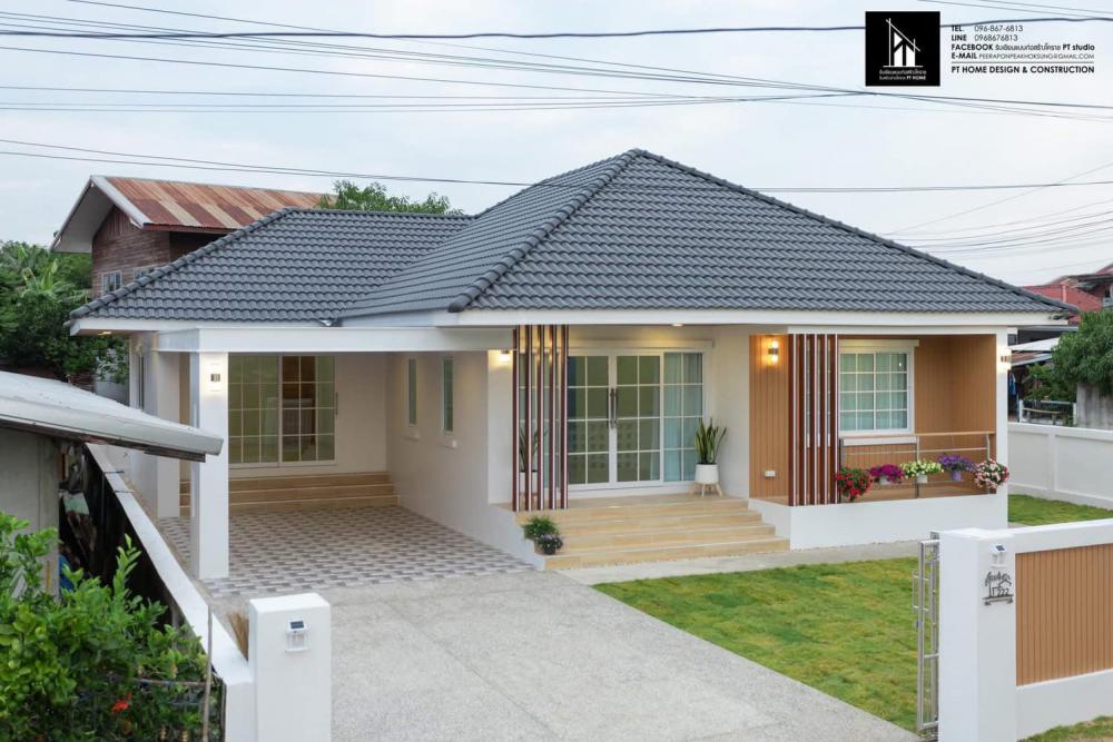 บ้านทรงปั้นหยา ขนาด 3 ห้องนอน 2 ห้องน้ำ 1 ครัว 1 ห้องรับแขก 1โรงจอดรถ 1ระเบียง พื้นที่ใช้สอย 150 ตารางเมตร รูปที่ 6