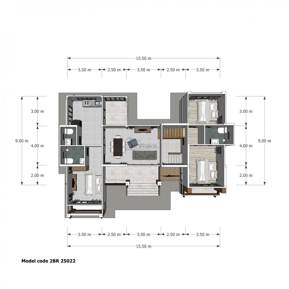 แบบบ้าน 2 ชั้น : 4 ห้องนอน 4 ห้องน้ำ งบ 3.58 ลบ. รูปที่ 13
