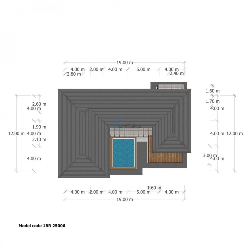 แบบบ้าน 1 ชั้น : 3 ห้องนอน 4 ห้องน้ำ พื้นที่ใช้สอยรวม : 180 ตารางเมตร  งบ 3.66 ลบ. รูปที่ 15