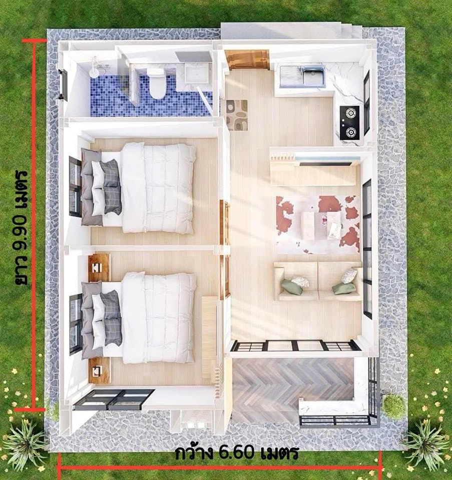 บ้านขนาดเล็กขนาด 2 ห้องนอน 1 ห้องน้ำ 1 ห้องโถง 1 ห้องครัว งบ 2.8 แสนบาท รูปที่ 20