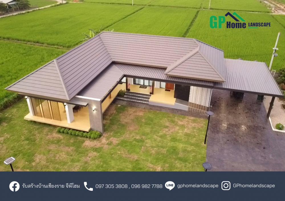 แบบบ้านชั้นเดียวสไตล์คอนเทมโพรารี่ 3 ห้องนอน 2 ห้องน้ำ 1  ห้องโถง 1 แต่งตัว 1 ห้องเก็บของ รูปที่ 9