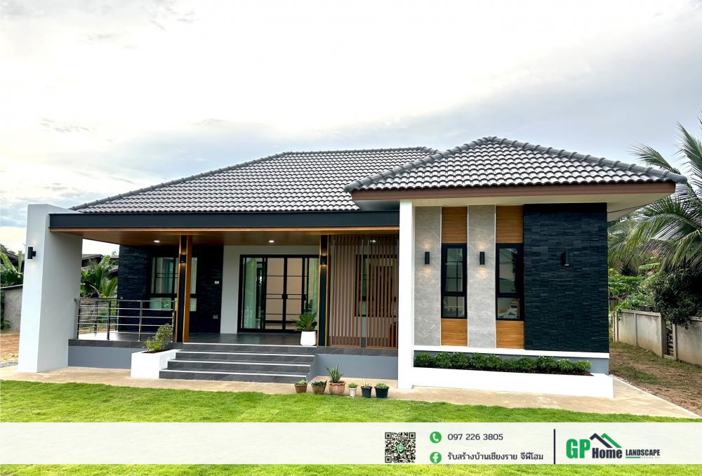 บ้านพักอาศัยชั้นเดียว สไตล์คอมเทมโพรารี่ 3 ห้องนอน 2 ห้องน้ำ รูปที่ 2