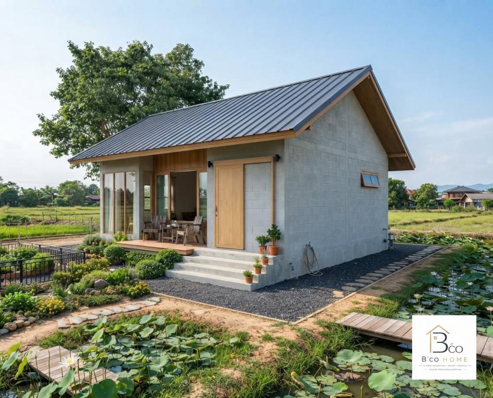 บ้านสวนสไตล์มินิมอลมูจิ ล้อมรอบไปด้วยสระน้ำและสวน รูปที่ 4