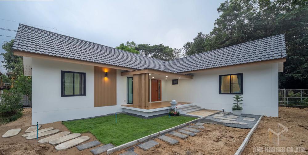 บ้านพักอาศัย 1ชั้นสไตล์ Minimal ทรงตัวแอล รูปที่ 3
