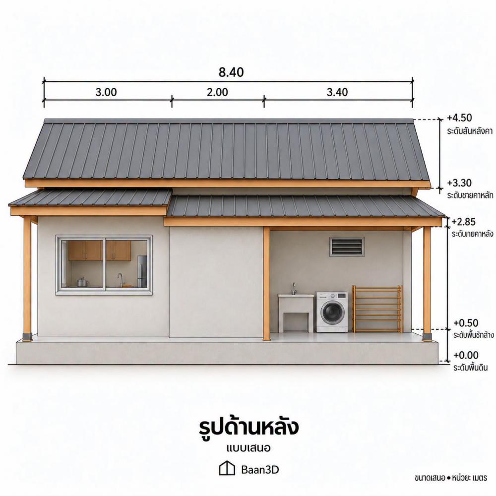 แบบแปลนบ้านมินิมอลมูจิ พร้อมมุมพักผ่อนที่ลงตัว ขนาด 1 ห้องนอน 1 ห้องน้ำ รูปที่ 4