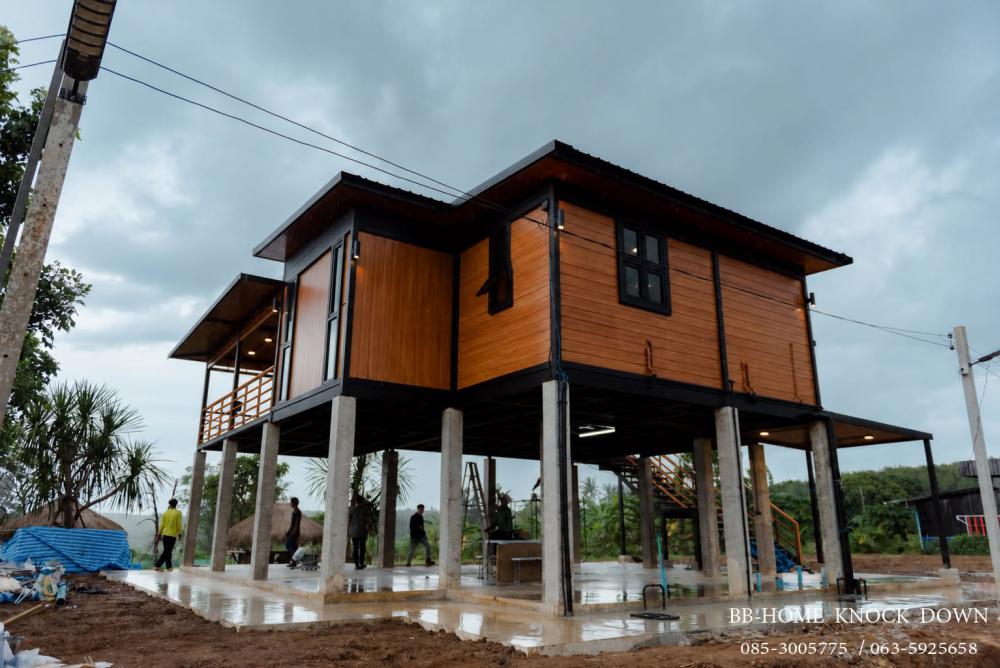 บ้านพักตากอากาศน็อคดาวน์โครงเหล็ก​ ยกใต้ถุนสูง รูปที่ 25