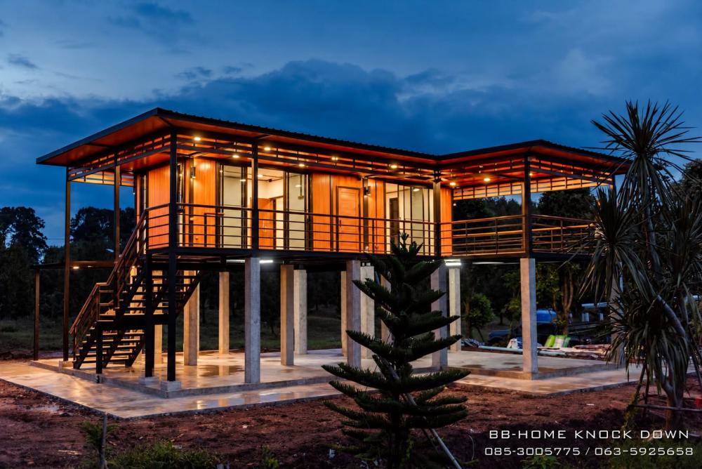 บ้านพักตากอากาศน็อคดาวน์โครงเหล็ก​ ยกใต้ถุนสูง รูปที่ 27