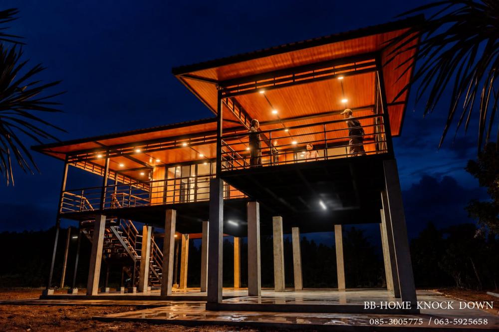 บ้านพักตากอากาศน็อคดาวน์โครงเหล็ก​ ยกใต้ถุนสูง รูปที่ 28