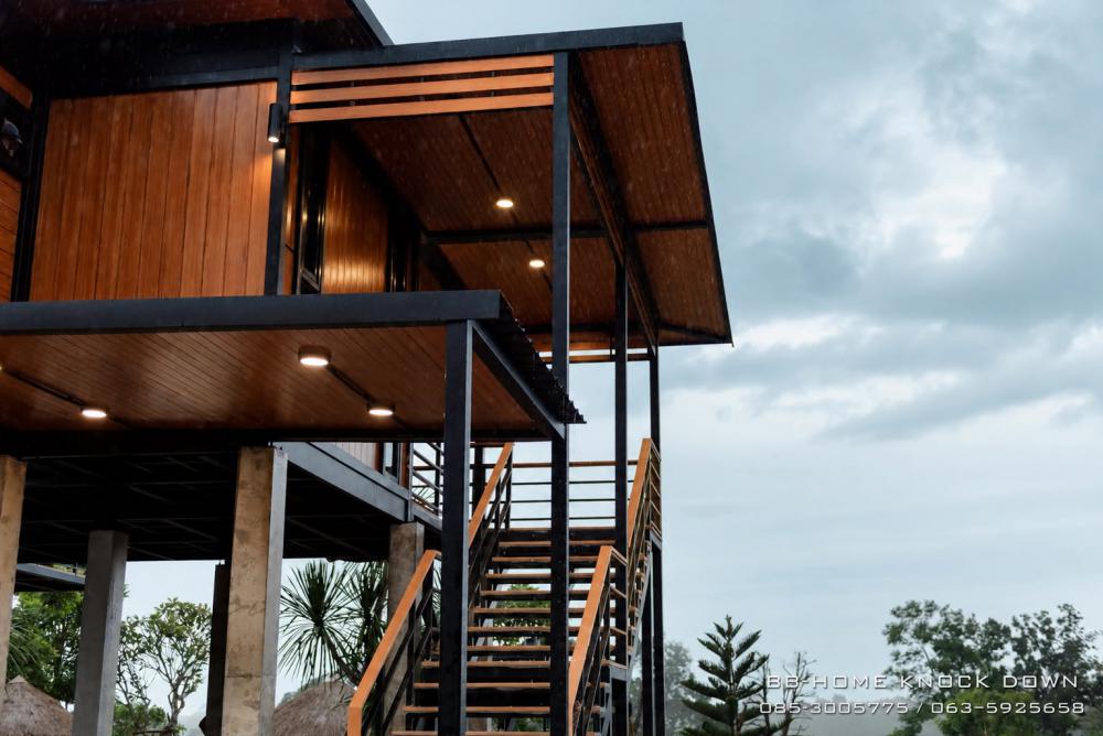 บ้านพักตากอากาศน็อคดาวน์โครงเหล็ก​ ยกใต้ถุนสูง รูปที่ 7